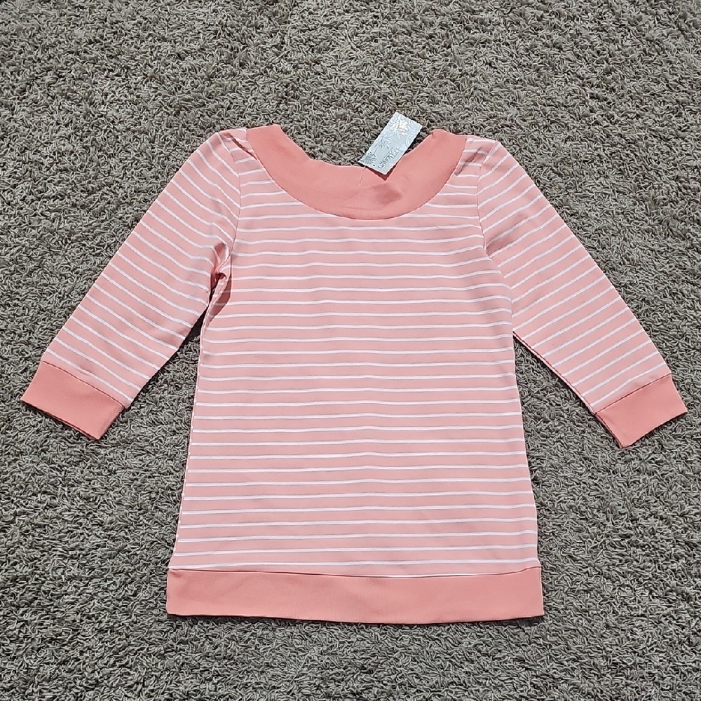 NWT Bydesign Top 3/4 Sleeve Scoop Neck Tunic Medium Stripe Stretch Crewneck